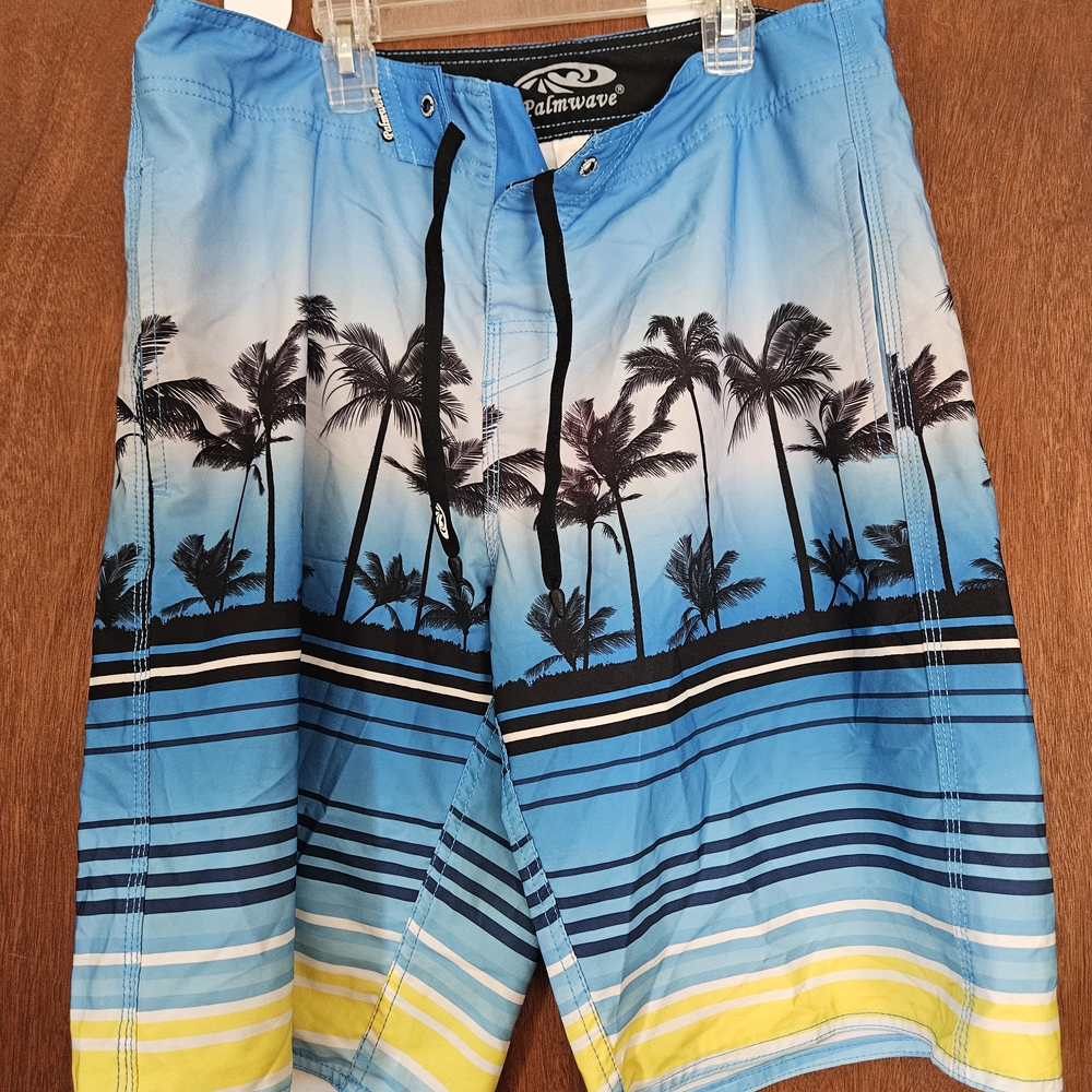 Tropical Blue and Yellow Men's Board Shorts